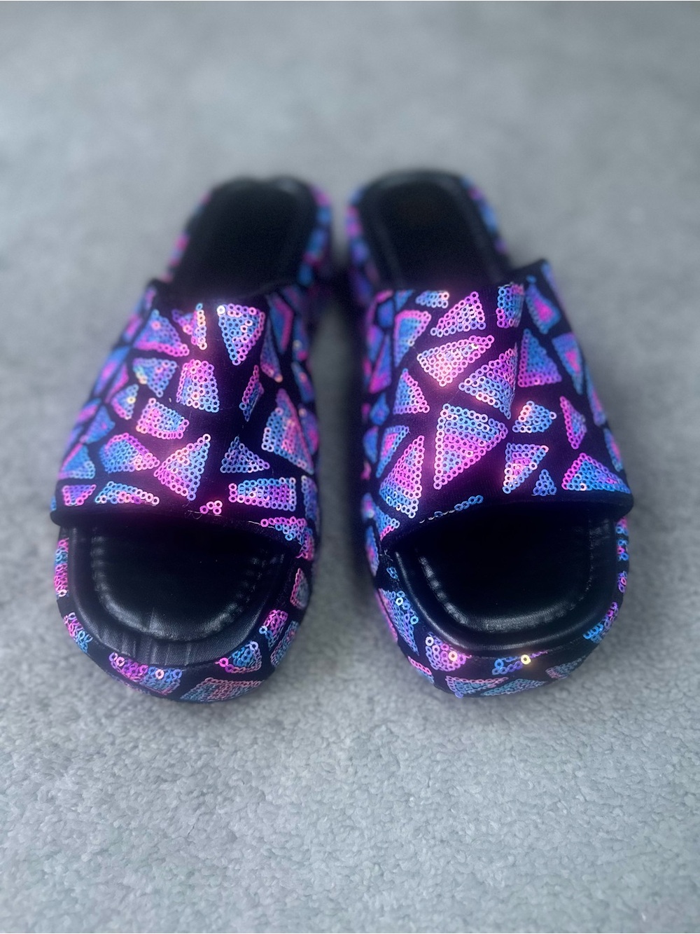Women’s Sequin Slide Sandals in Purple & Blue